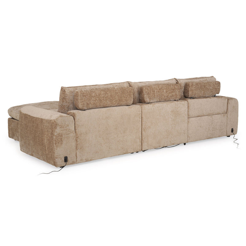 NEW JERSEY Colțar cu șezlong electric stânga/dreapta, 1 recliner electric, mecanism tetieră, USB, stofă