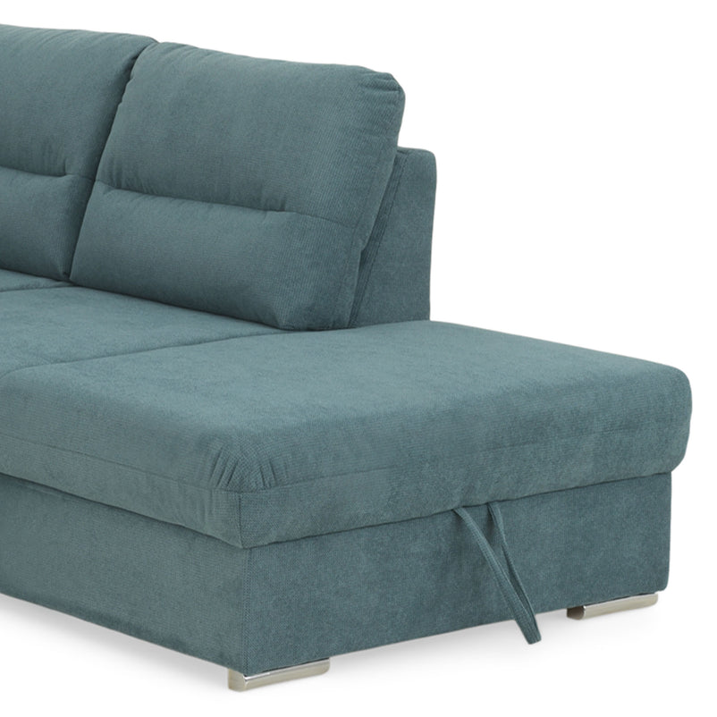 CELIA Canapea extensibilă, șezlong stânga/dreapta, spațiu depozitare, stofă