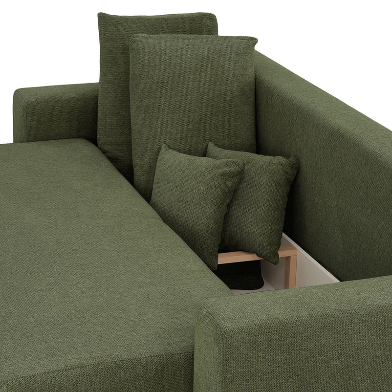 ANTONY Canapea extensibilă, 3 locuri, ladă depozitare, stofă