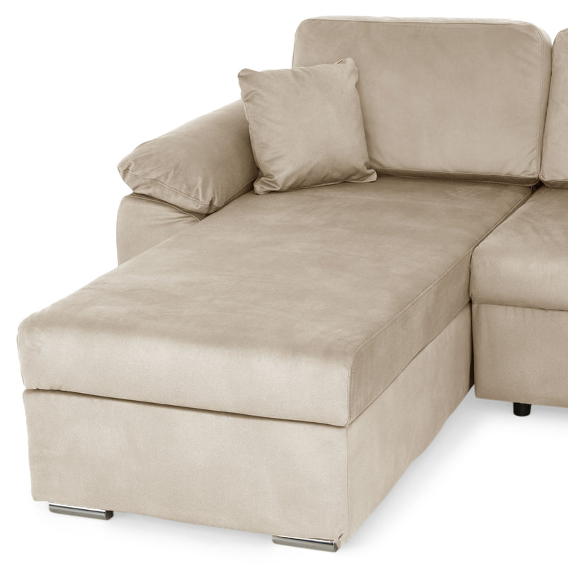 DRAGO Colțar extensibil, șezlong interschimbabil cu ladă depozitare, stofă