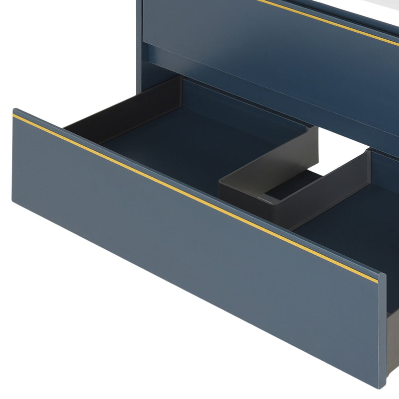 MARINE Set mobilier baie, mască lavoar 2 sertare, lavoar ceramică și dulap baie suspendat cu oglindă