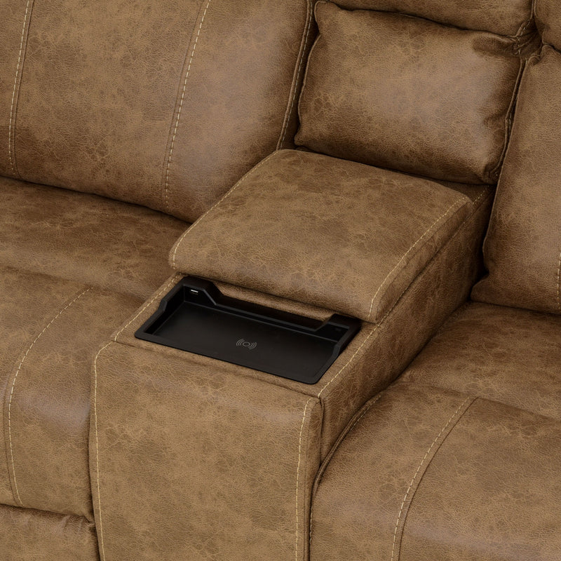 BRISBANE Canapea 2 locuri, 2 reclinere electrice, mecanism tetiere și USB, stofă