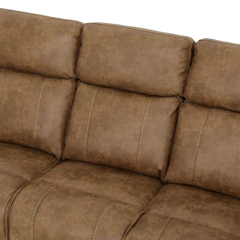 BRISBANE Canapea 3 locuri, 2 reclinere electrice, tetiere și măsuță, stofă