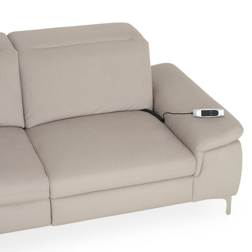SOUND Colțar șezlong stânga/dreapta, 1 recliner electric și mecanism tetiere, stofă