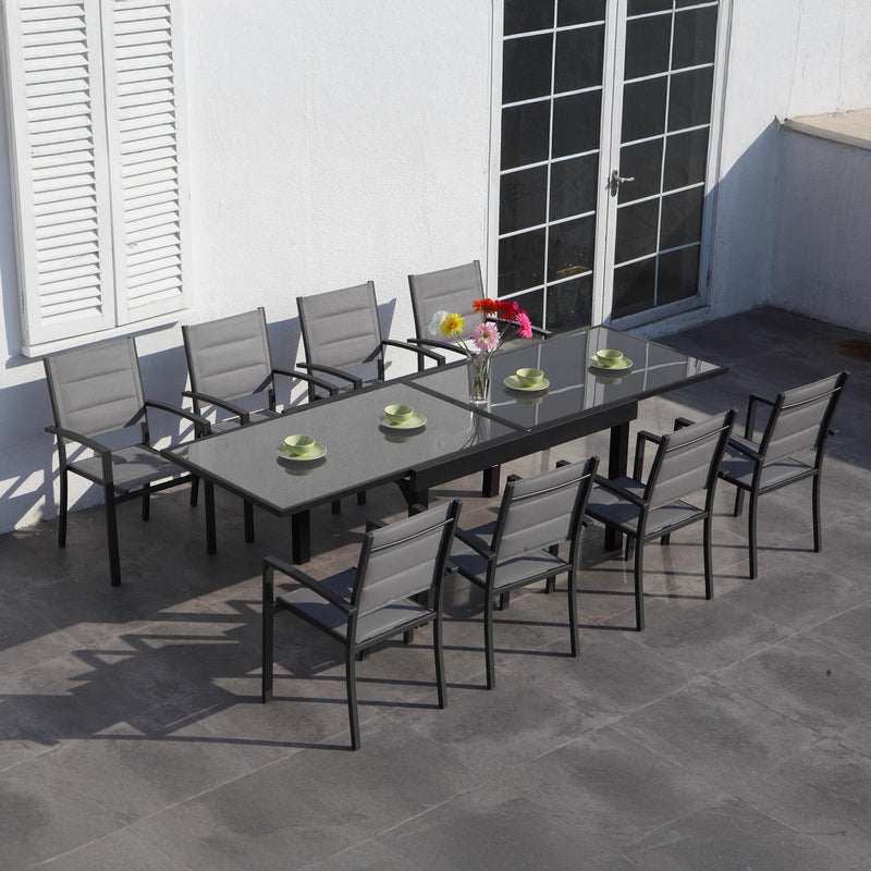 LUCCA Set mobilier terasă/grădină, 8 scaune și masă extensibilă