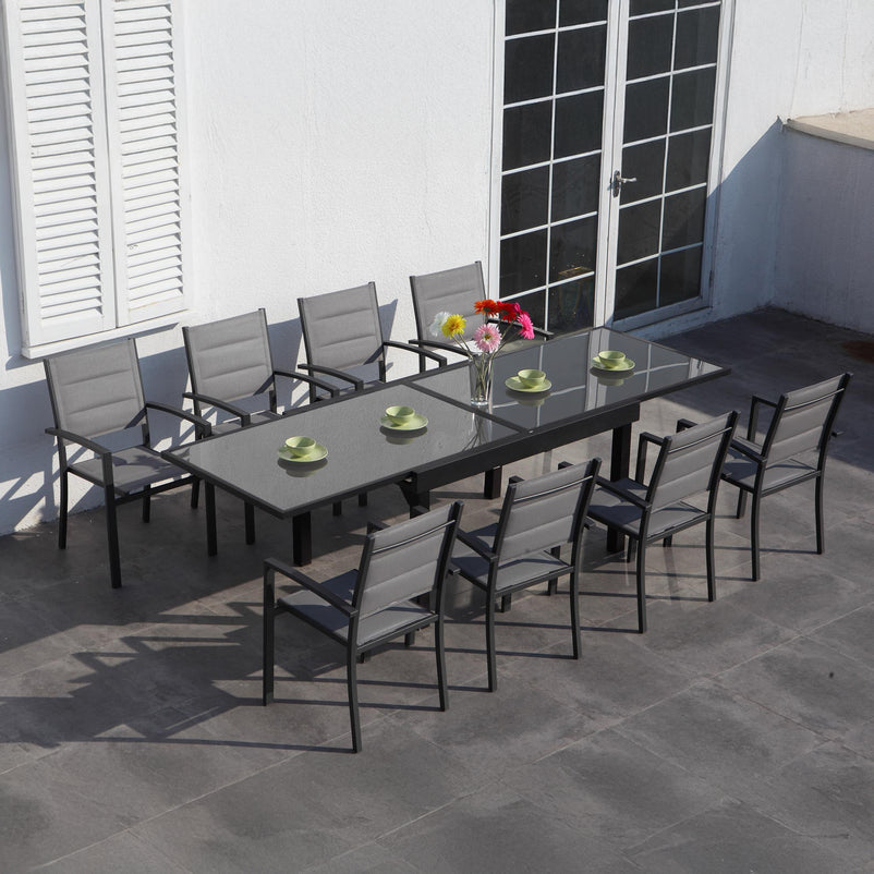 LUCCA Set mobilier terasă/grădină, 8 scaune și masă extensibilă