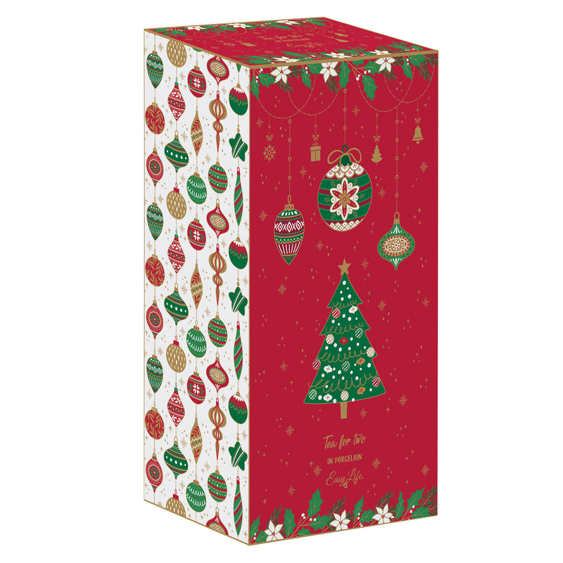 JINGLE BELLS Set ceainic și 2 căni, porțelan, 500ml