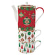 JINGLE BELLS Set ceainic și 2 căni, porțelan, 500ml