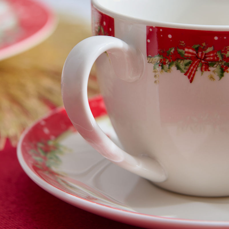 MAGIC CHRISTMAS Set 2 cești și farfurioare, porțelan, 240ml