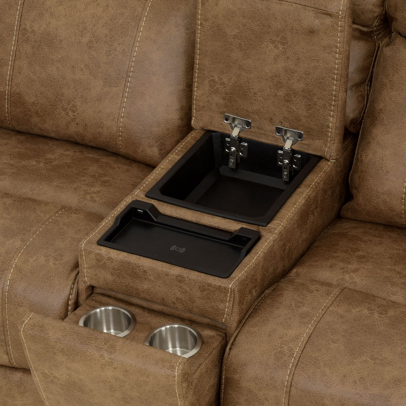 BRISBANE Canapea 2 locuri, 2 reclinere electrice, mecanism tetiere și USB, stofă