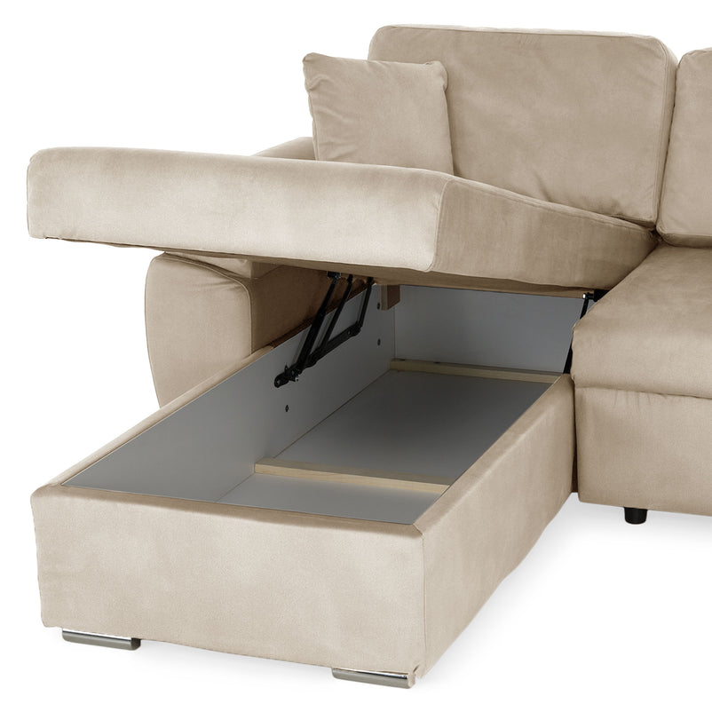 DRAGO Colțar extensibil, șezlong interschimbabil cu ladă depozitare, stofă