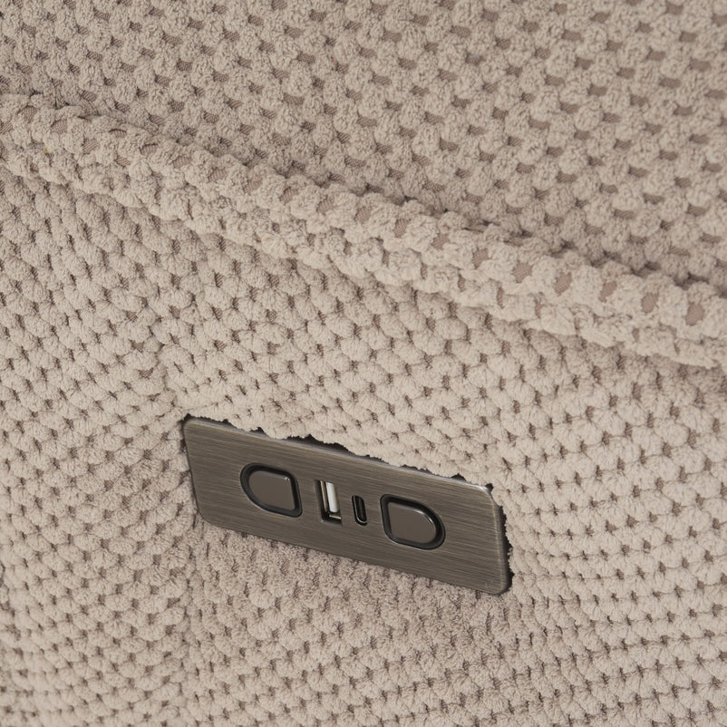 OPTIMUS Fotoliu rotativ, recliner electric, USB, suport telefon, stofă