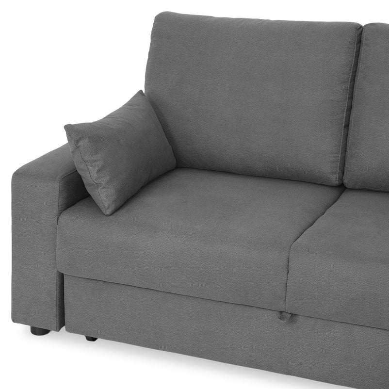 EMMET Colțar extensibil cu șezlong stânga/dreapta și taburet cu depozitare, stofă