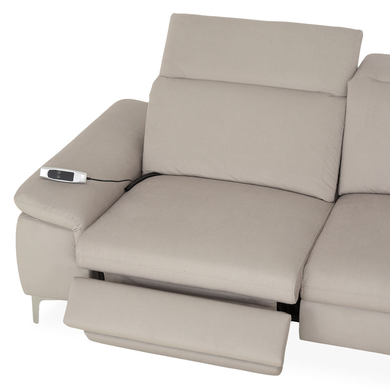 SOUND Colțar șezlong stânga/dreapta, 1 recliner electric și mecanism tetiere, stofă