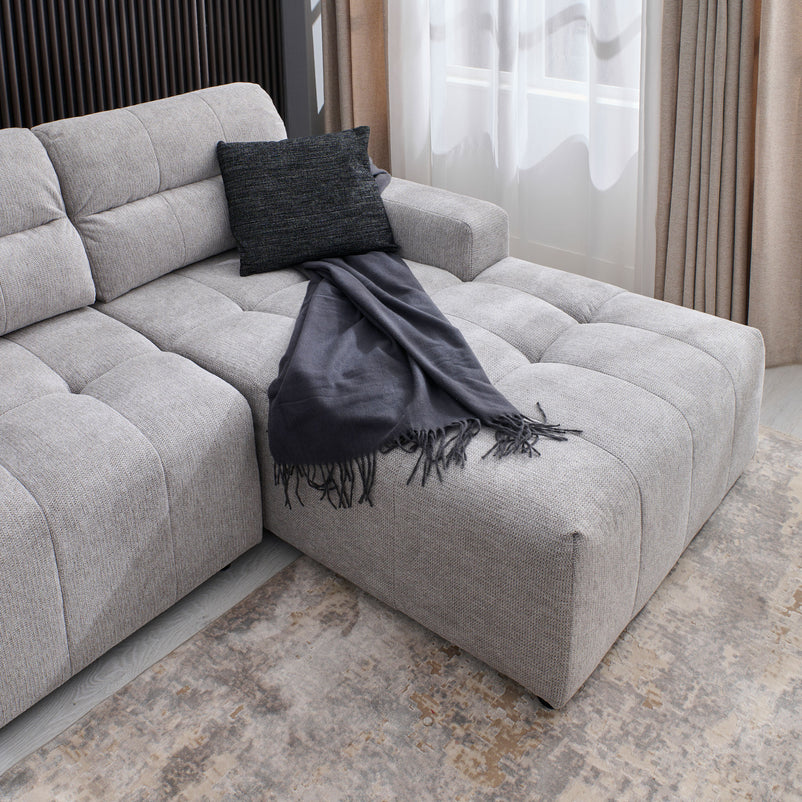 ALLYSON Colțar extensibil, șezlong stânga/dreapta, stofă