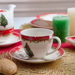 MAGIC CHRISTMAS Set 2 cești și farfurioare, porțelan, 240ml