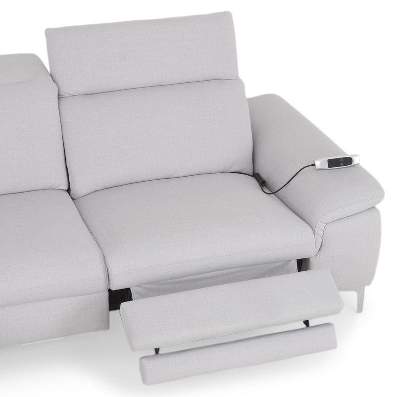 SOUND Colțar șezlong stânga/dreapta, 1 recliner electric și mecanism tetiere, stofă