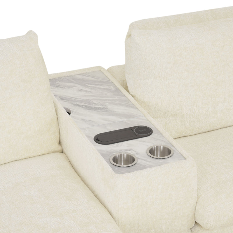 NEW JERSEY Colțar cu șezlong electric stânga/dreapta, 1 recliner electric, tetiere reglabile, USB, consolă depozitare, stofă