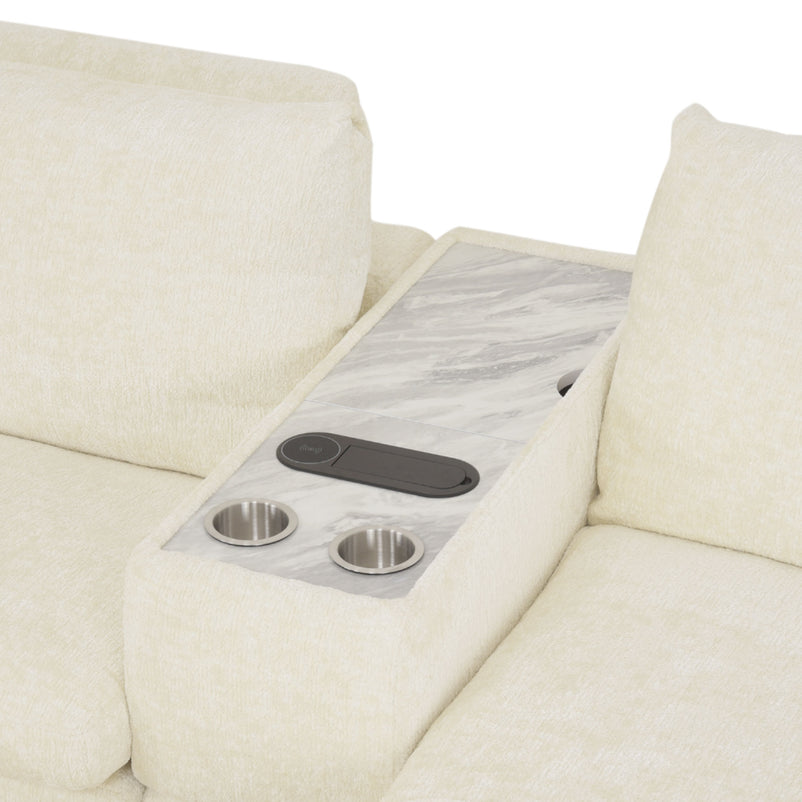 NEW JERSEY Colțar cu șezlong electric stânga/dreapta, 1 recliner electric, tetiere reglabile, USB, consolă depozitare, stofă