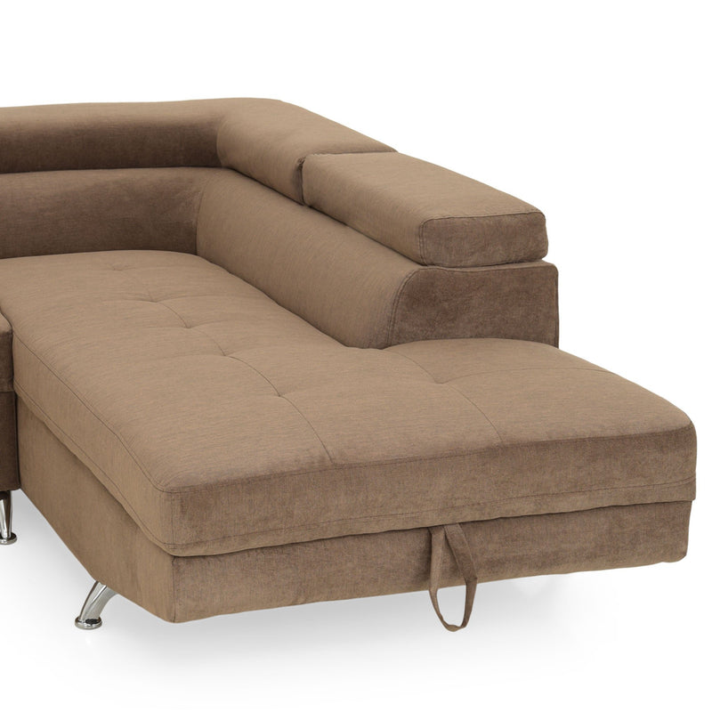 GIANNA Colțar extensibil șezlong stânga/dreapta, ladă depozitare inclusă, stofă