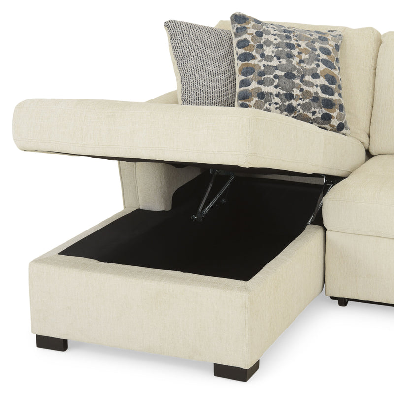 ASCOLI Colțar extensibil, șezlong stânga/dreapta, 4 perne decor incluse, stofă