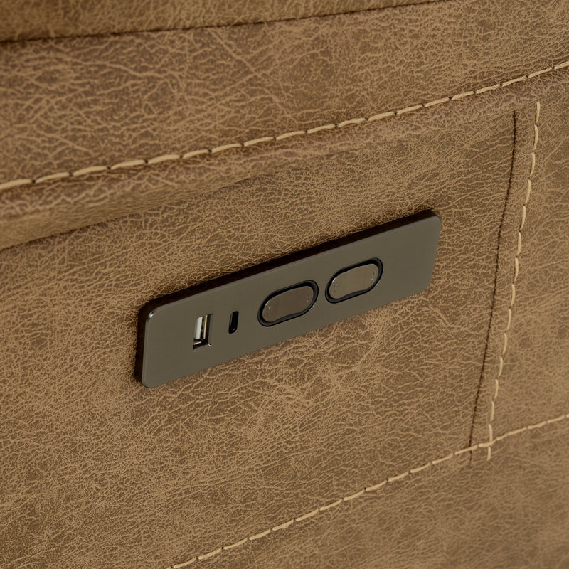 BRISBANE Canapea 2 locuri, 2 reclinere electrice, mecanism tetiere și USB, stofă