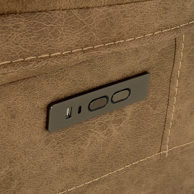 BRISBANE Canapea 2 locuri, 2 reclinere electrice, mecanism tetiere și USB, stofă