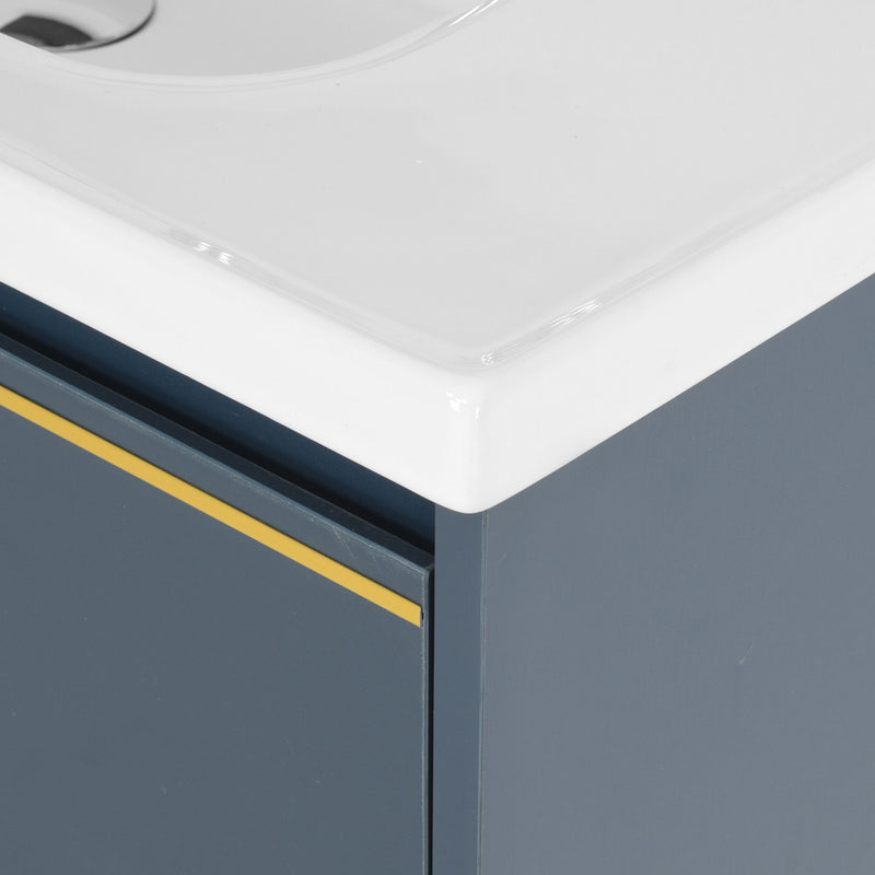 MARINE Set mobilier baie, mască lavoar 2 sertare, lavoar ceramică și dulap baie suspendat cu oglindă