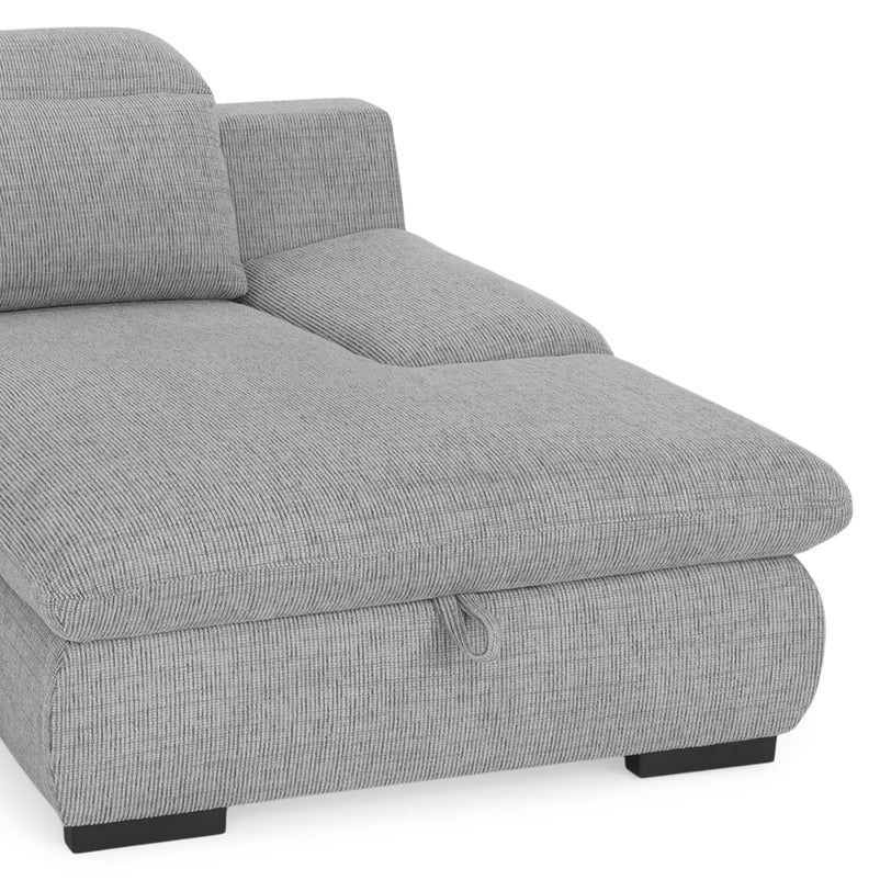 DAMIAN Colțar extensibil, șezlong stânga/dreapta, mecanism tetiere, ladă depozitare inclusă, stofă