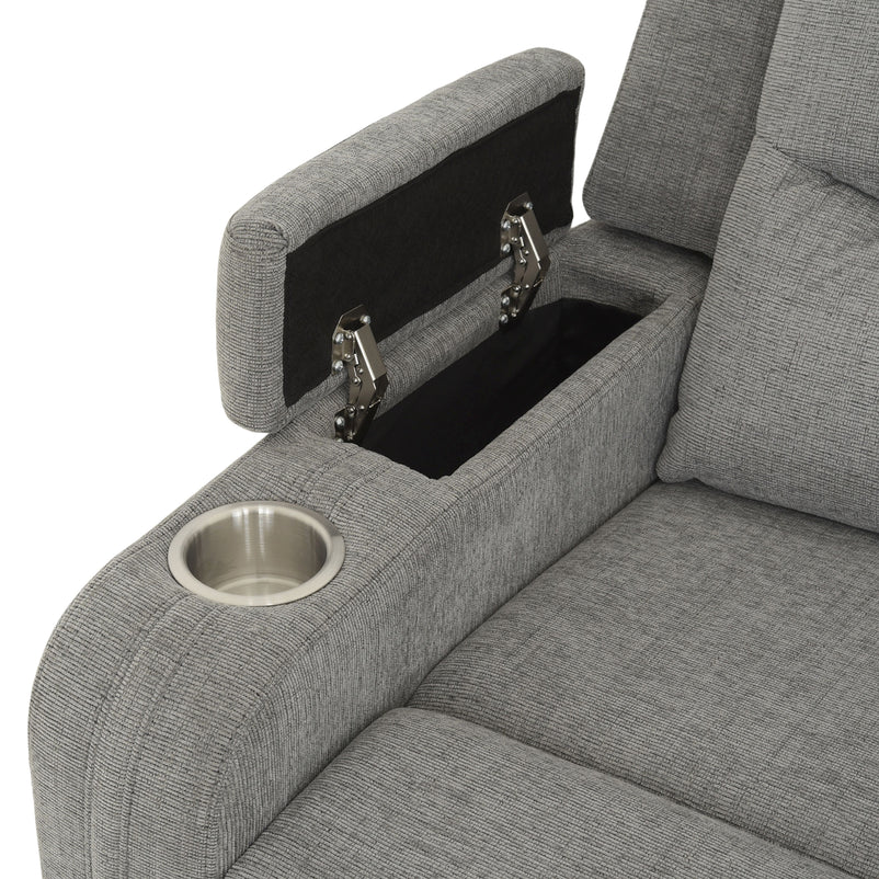 PARKER Canapea 2 locuri cu 2 reclinere electrice, încarcare wireless, consolă depozitare, stofă