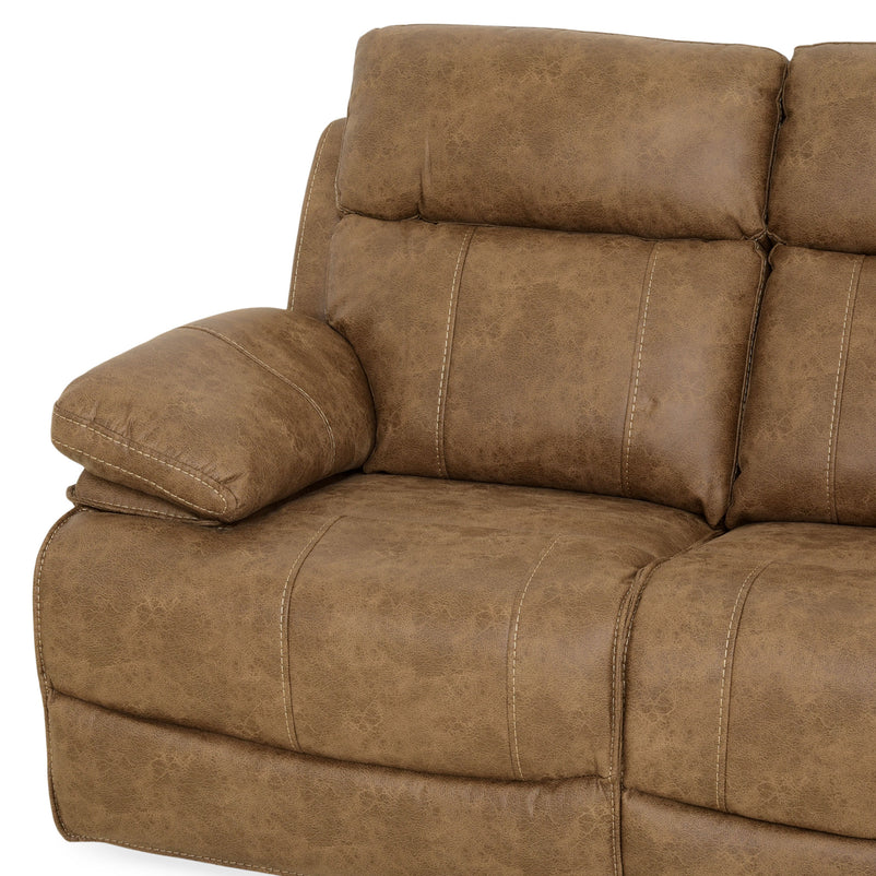 BRISBANE Canapea 3 locuri, 2 reclinere electrice, tetiere și măsuță, stofă