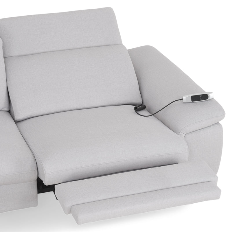 SOUND Colțar șezlong stânga/dreapta, 1 recliner electric și mecanism tetiere, stofă