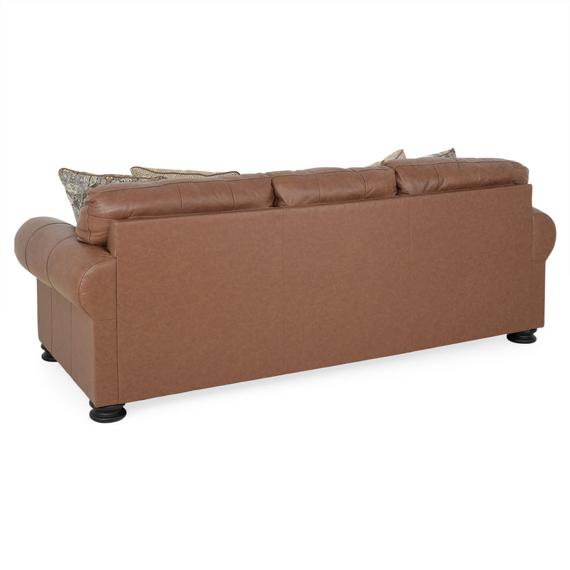 AGNESE Canapea extensibilă, 3 locuri, 4 perne decorative incluse, piele