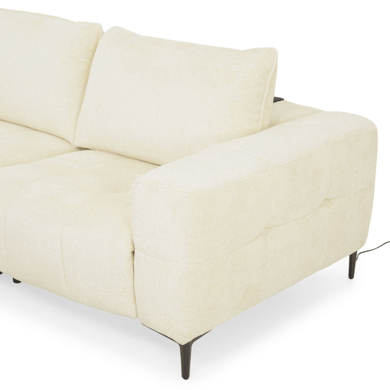 KARSTON Colțar cu șezlong stânga/dreapta, recliner electric, stofă