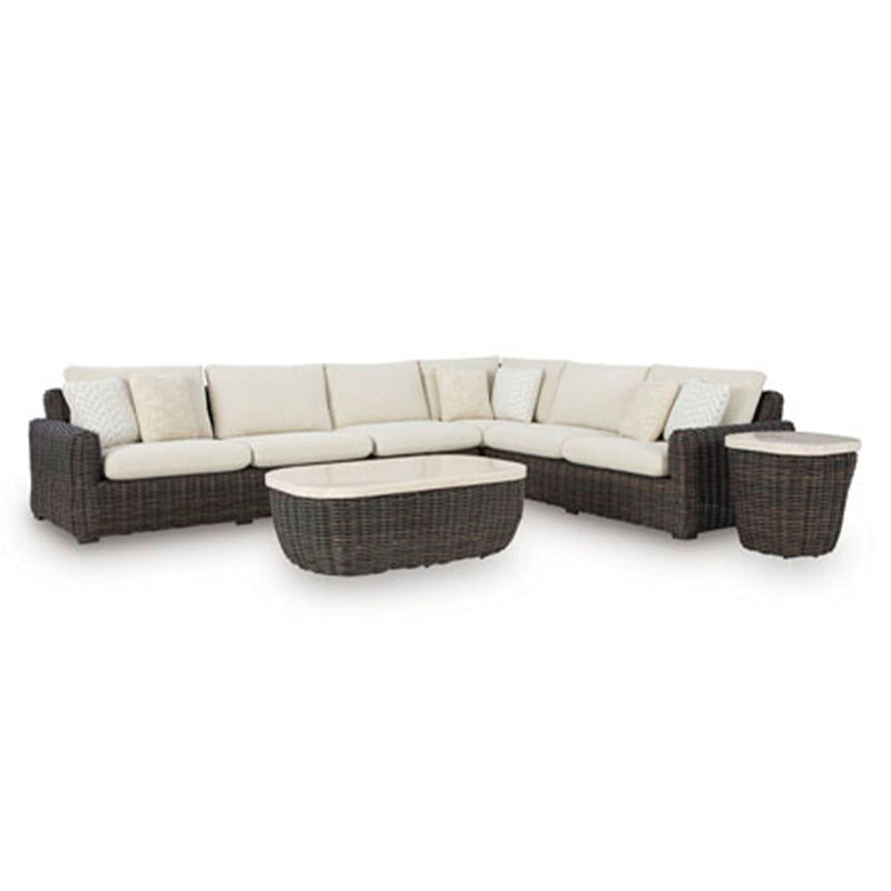 KIMORA Set mobilier terasă/grădină, colțar 4 piese, fotoliu și 2 măsuțe