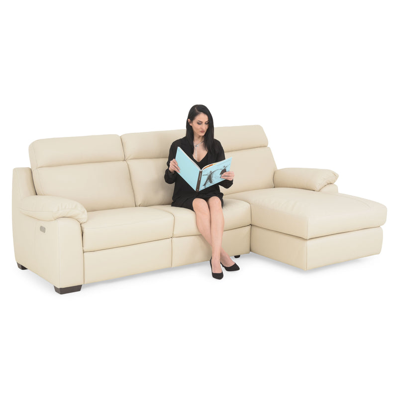 TORRENS Colțar cu șezlong stânga/dreapta și mecanisme electrice, piele