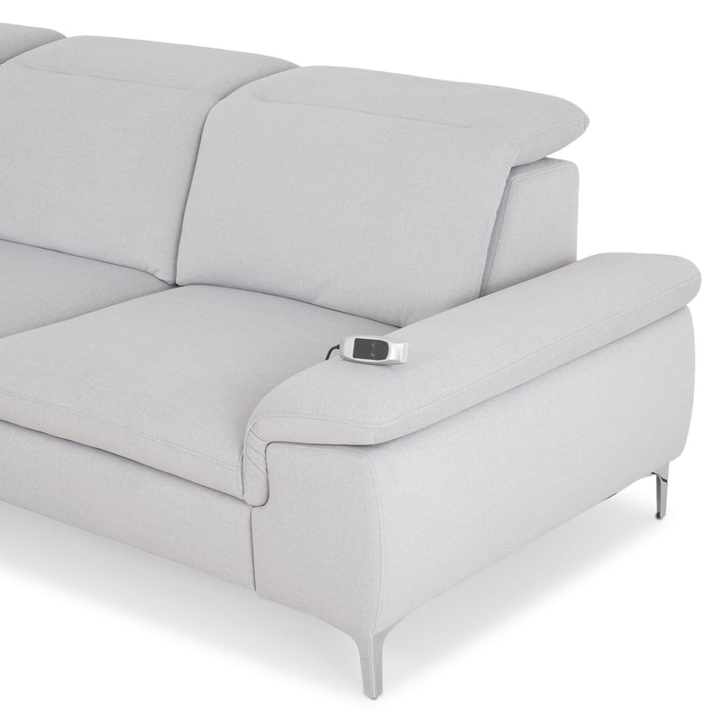 SOUND Colțar șezlong stânga/dreapta, 1 recliner electric și mecanism tetiere, stofă