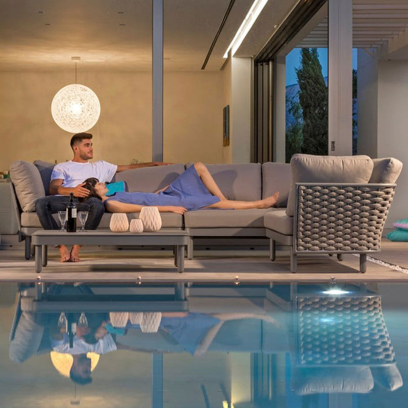 CALOOCAN Set mobilier terasă/grădină, colțar, fotoliu, taburet și măsuță