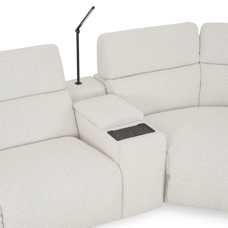 ADDISON Colțar, 2 reclinerele electrice, lampă, încărcare USB, stofă