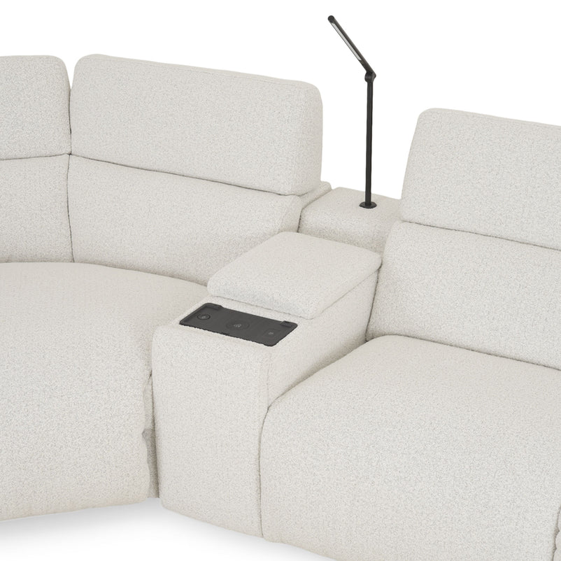 ADDISON Colțar, 2 reclinerele electrice, lampă, încărcare WIRELES și USB, stofă
