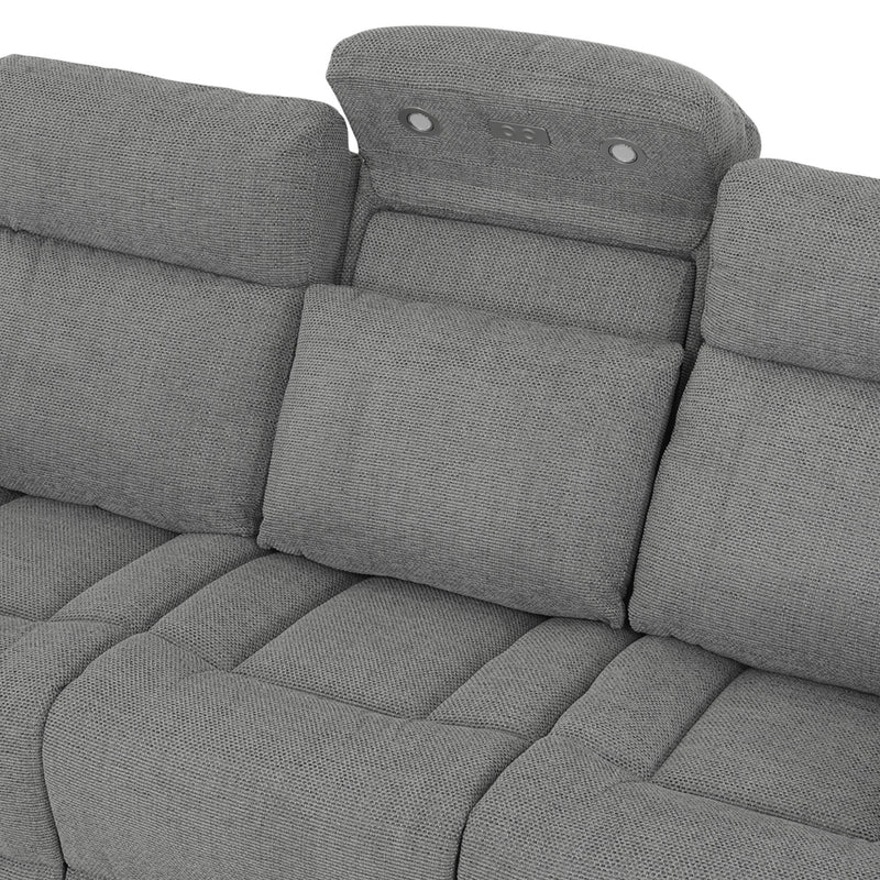 BARTON Canapea 3 locuri, 2 reclinere electrice, stofă