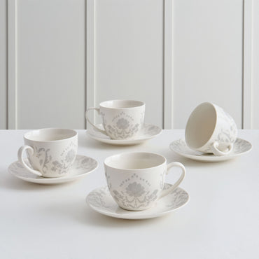 TIFFANY Set 4 cești și farfurioare, porțelan, 240ml