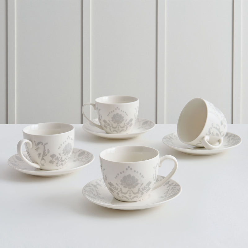 TIFFANY Set 4 cești și farfurioare, porțelan, 240ml