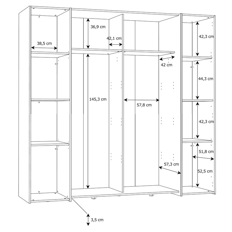 HERBERT Dulap 2 uși glisante, 2 uși batante