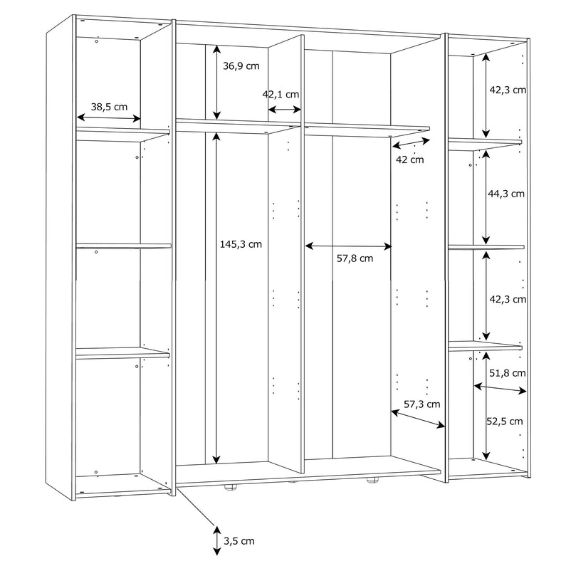 HERBERT Dulap 2 uși glisante, 2 uși batante