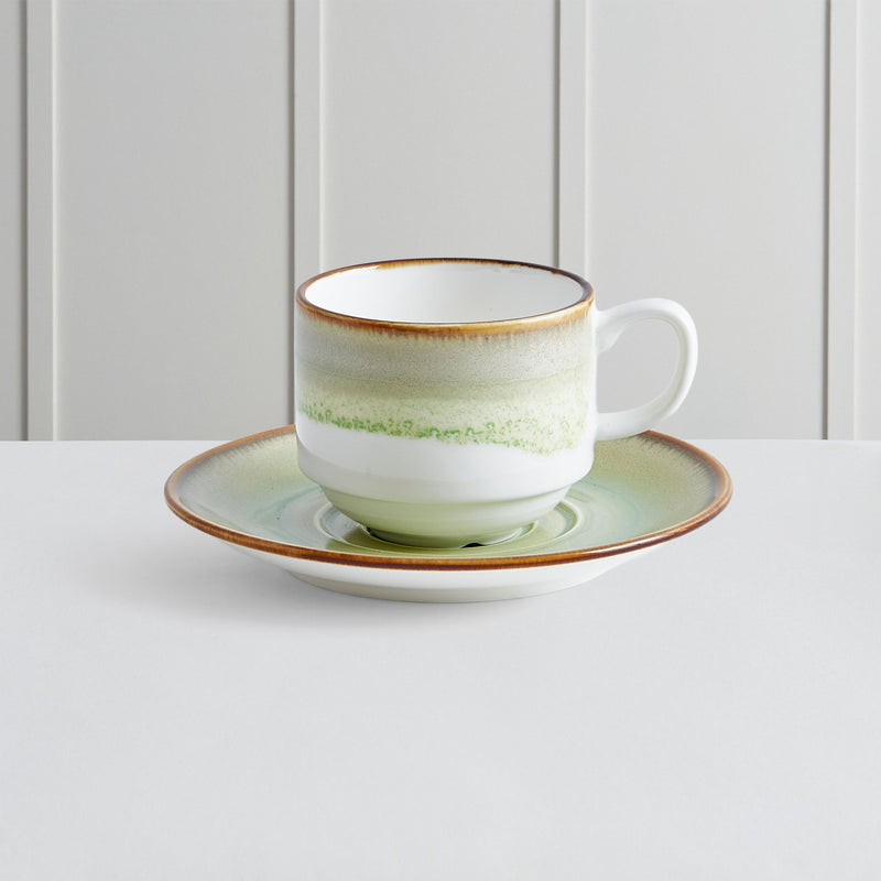 TERRA Set ceșcuță și farfurioară, porțelan, 210ml