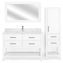 ALBYN Set mobilier baie, mască lavoar, lavoar, dulap, oglindă