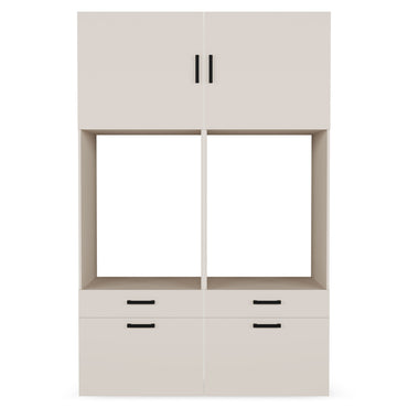 WASH&STORE Set mobilier baie, 2 dulapuri baie depozitat mașina spălat/uscător și 2 dulapuri suspendate