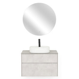 LAMINA Set mobilier baie, mască lavoar, top, oglindă LED și lavoar