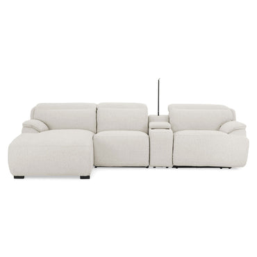 ELDORA Colțar cu sezlong stânga/dreapta, 1 recliner electric, mecanism tetiere, consolă, stofă